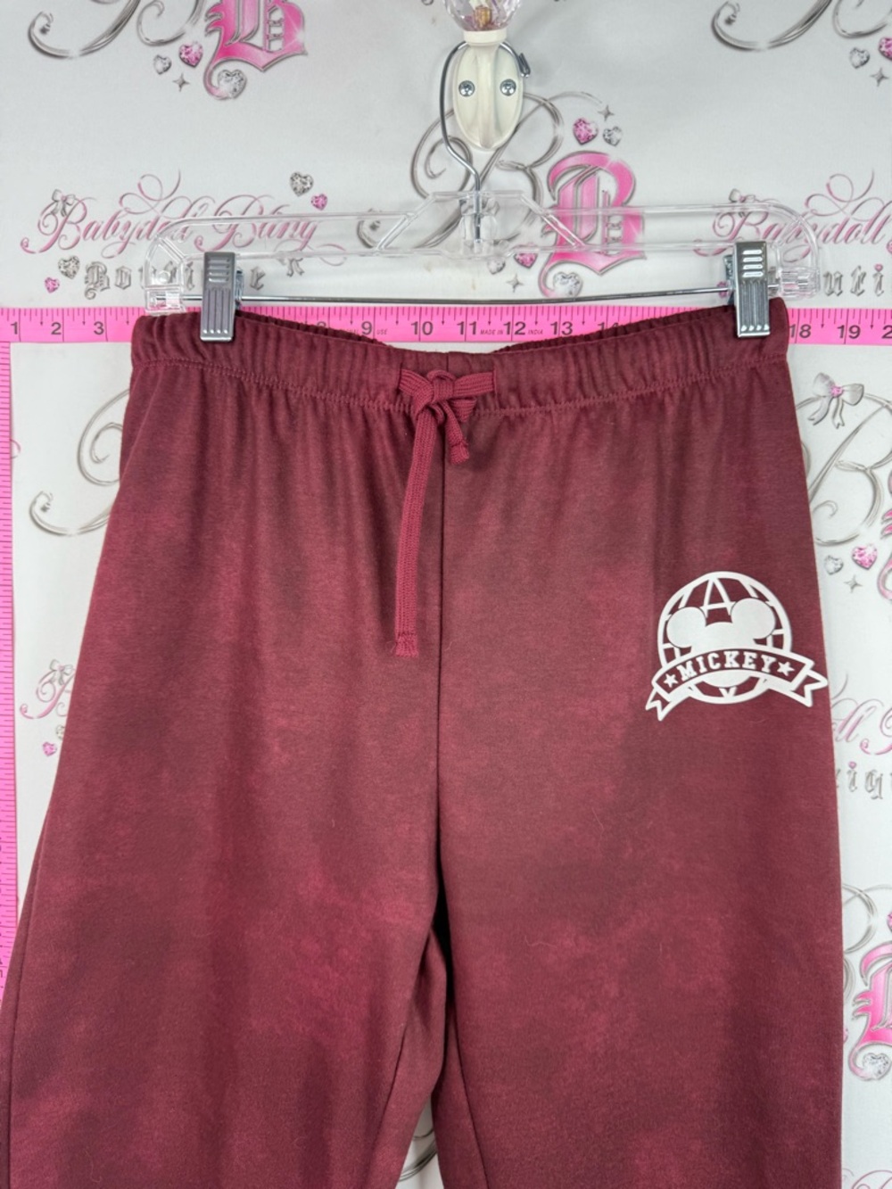 Disney sweatpants, Mickey and friends Mickey Mouse Maroon Track Pants White Logo - Picture 4 of 10